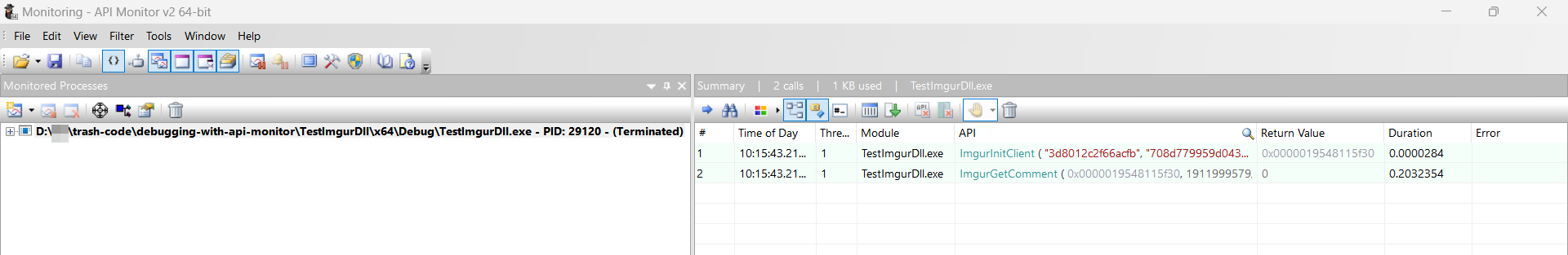 Monitoring summary